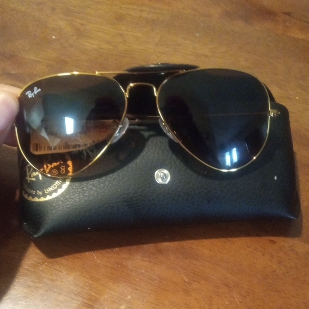 Ray-Ban Gold and Black Aviator Sunglasses